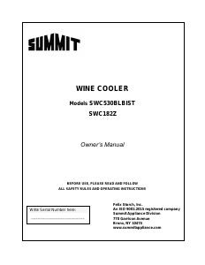 Handleiding Summit SWC182Z Wijnklimaatkast
