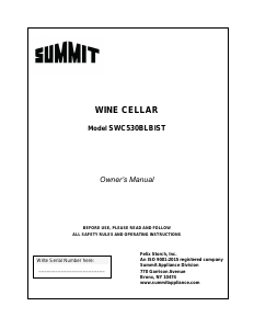 Handleiding Summit SWC530BLBISTADA Wijnklimaatkast