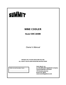 Handleiding Summit SWC1840B Wijnklimaatkast