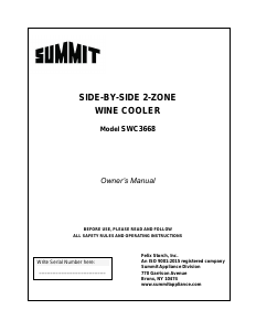 Handleiding Summit SWC3668ADA Wijnklimaatkast