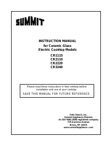 Manual Summit CR2110 Hob