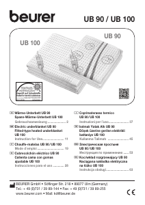 Manuale Beurer UB 90 Coprimaterasso elettrico