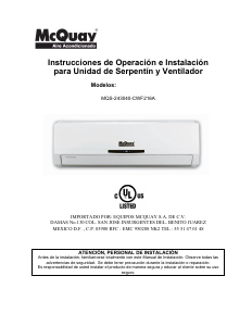 Manual de uso McQuay MQS-243040-CWF216A Aire acondicionado