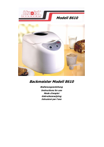 Manual Unold 8610 Backmeister Bread Maker