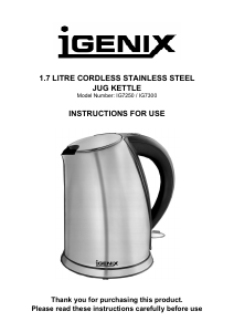 Manual Igenix IG7300 Kettle