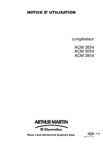 Mode d’emploi Arthur Martin-Electrolux ACM 3054 Congélateur