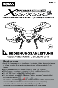 Bedienungsanleitung Syma X5S Drohne
