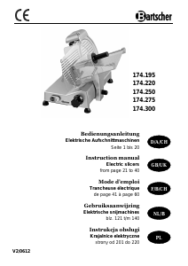 Mode d’emploi Bartscher 220 Trancheuse