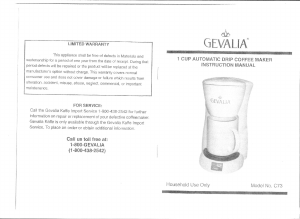 Manual Gevalia C73 Coffee Machine