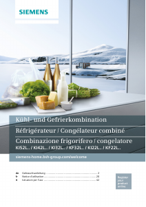 Bedienungsanleitung Siemens KI42LAE30H Kühl-gefrierkombination