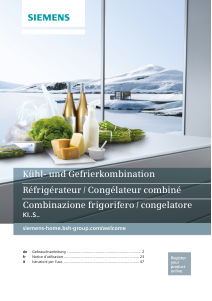 Bedienungsanleitung Siemens KI77SAD30H Kühl-gefrierkombination