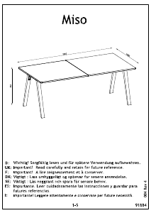 Εγχειρίδιο JYSK Abildhede (95x200x75) Τραπέζι τραπεζαρίας