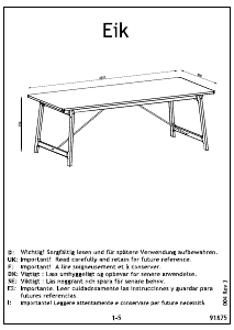 Bruksanvisning JYSK Agtrupvig (95x220x75) Spisebord