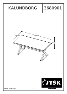 Руководство JYSK Kalundborg (90x180x75) Обеденный стол
