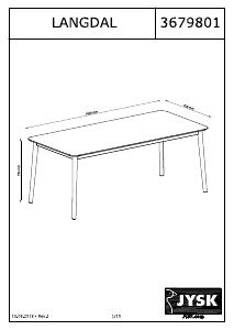 Manual JYSK Langdal (90x190x78) Masă bucătărie