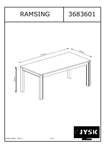 Rokasgrāmata JYSK Ramsing (90x180x76) Pusdienu galds