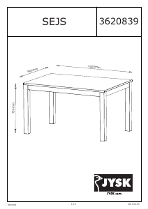 Manual JYSK Sejs (90x140x75) Masă bucătărie