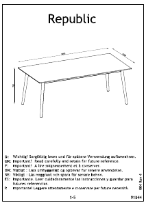 Руководство JYSK Thisted (100x200x75) Обеденный стол