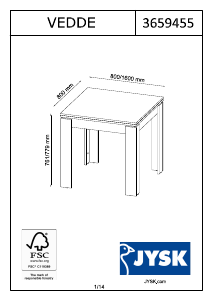 Manual JYSK Vedde (80x80x78) Dining Table