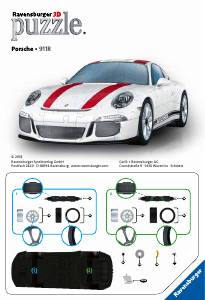 Vadovas Ravensburger Porsche 911R 3D dėlionė