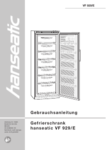 Bedienungsanleitung Hanseatic VF 929/E Gefrierschrank