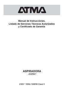 Manual de uso Atma AS8921 Aspirador