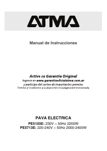 Manual de uso Atma PE5713E Hervidor