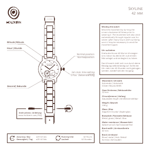 Bedienungsanleitung Holzkern Dubai Armbanduhr