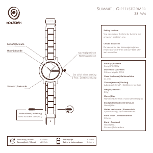 Bedienungsanleitung Holzkern Fuji Armbanduhr