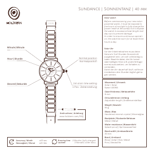 Bedienungsanleitung Holzkern Parhelion Armbanduhr
