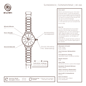 Bedienungsanleitung Holzkern Sonnenfleck Armbanduhr