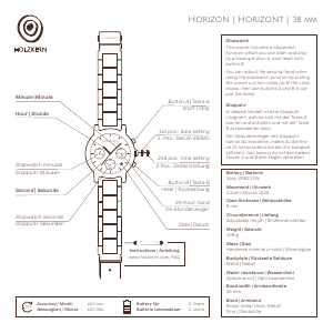 Bedienungsanleitung Holzkern Wolkennacht Armbanduhr