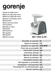 Manual Gorenje MG1800SJW Meat Grinder