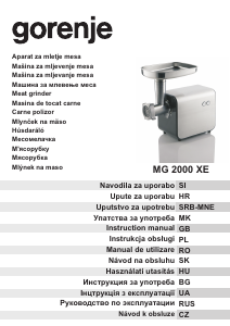 Manual Gorenje MG2000XE Tocator carne