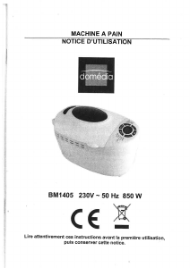 Mode d’emploi Domédia BM1405 Machine à pain