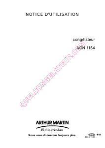 Mode d’emploi Arthur Martin-Electrolux ACN 1154 Congélateur