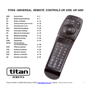 Manual Titan UR 2300 Remote Control