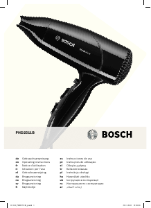 Bruksanvisning Bosch PHD2511B BlackStyle Hårtørker
