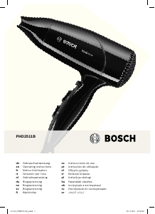 Εγχειρίδιο Bosch PHD2511B BlackStyle Πιστολάκι μαλλιών