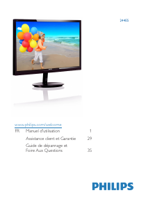 Mode d’emploi Philips 244E5QSD Moniteur LED