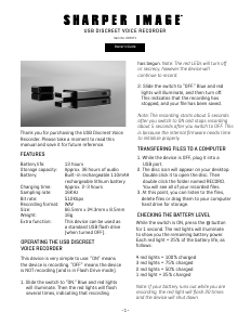 Manual Sharper Image 204971 Audio Recorder