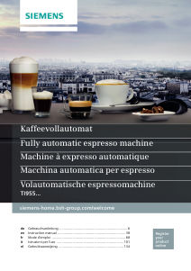 Handleiding Siemens TI955F09DE Espresso-apparaat