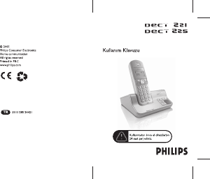 Kullanım kılavuzu Philips DECT2250S Kablosuz telefon