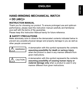 Manual Orient DD03001W Classic Watch