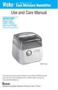 Mode d’emploi Vicks V3900 Humidificateur