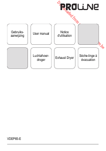 Bruksanvisning Proline VDEP65-E Torktumlare
