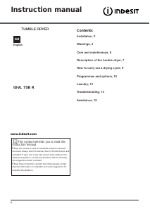 Handleiding Indesit IDVL 75 BRS.9 UK Wasdroger