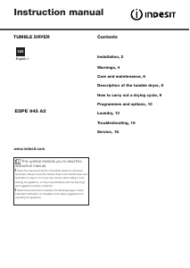 Handleiding Indesit EDPE 945 A2 ECO (UK) Wasdroger