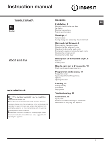 Handleiding Indesit EDCE 85 B TM (UK) Wasdroger