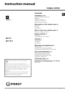 Handleiding Indesit IDV 75 (UK) Wasdroger